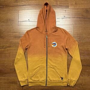 Aviator Nation Hoodie Sweater Mens M Orange Ombré Sun Washed Full Zip Surf Beach